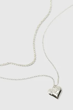 Cheap boohooMAN Heart Pendant Necklace In silver