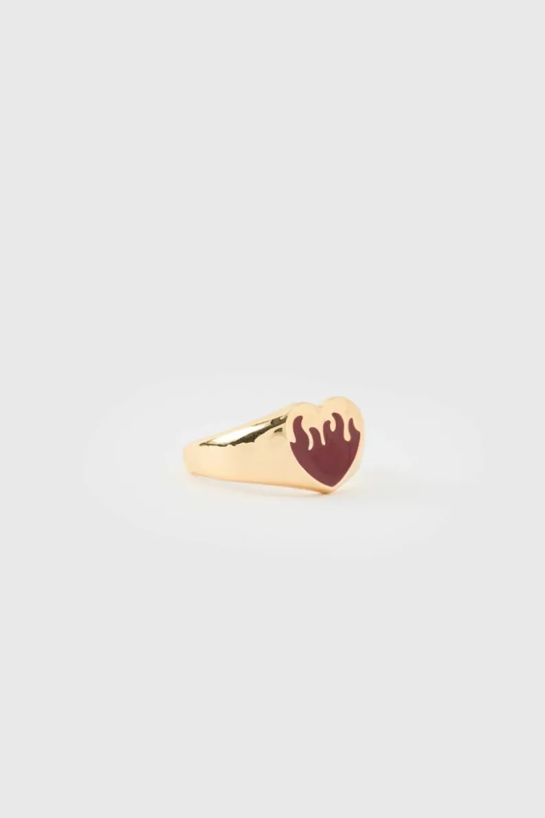 Cheap boohooMAN Heart Ring In gold