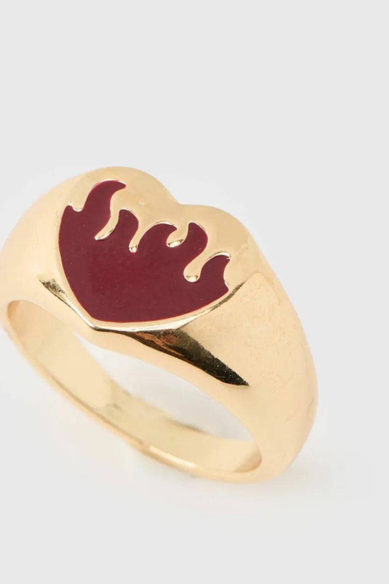 Cheap boohooMAN Heart Ring In gold