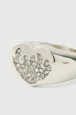 Discount boohooMAN Heart Ring In silver