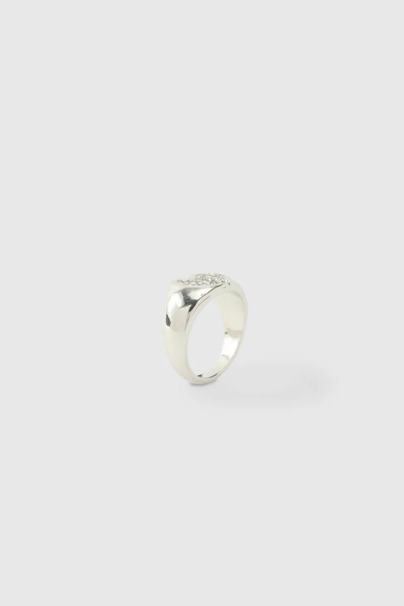 Discount boohooMAN Heart Ring In silver
