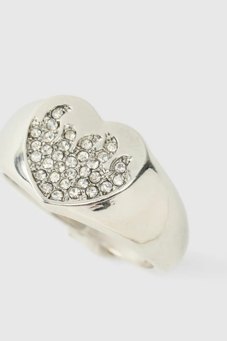 Discount boohooMAN Heart Ring In silver