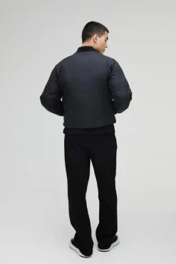Cheap boohooMAN Heavy Padded Puffer Bomber Jacket In black