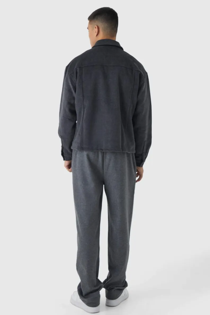 Cheap boohooMAN Heavyweight Brushed Overshirt charcoal