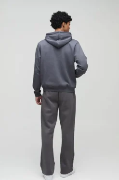 New boohooMAN Heavyweight Interlock Hoodie charcoal