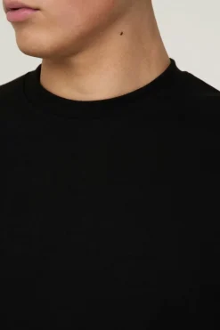 Sale boohooMAN Heavyweight Interlock Sweatshirt black