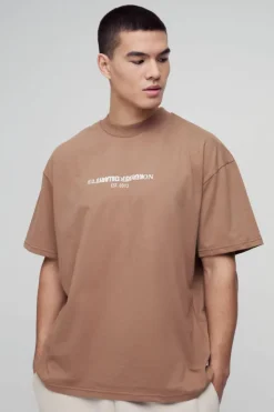 Online boohooMAN Heavyweight Limited Oversized T-shirt mocha