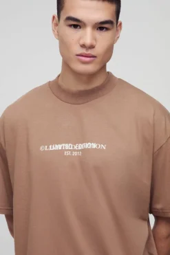 Online boohooMAN Heavyweight Limited Oversized T-shirt mocha