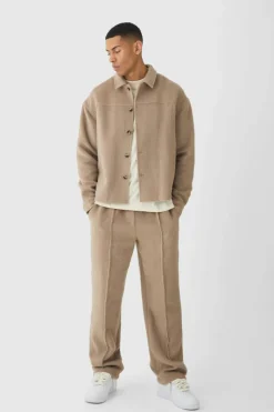 Cheap boohoo Heavyweight Regular Brushed Texture Set taupe