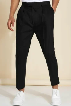 Flash Sale boohooMAN High Rise Tapered Crop Tailored Trouser black