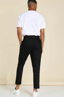 Best boohooMAN High Rise Tapered Crop Tailored Trouser black