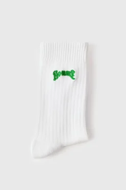 Store boohooMAN Homme Embroidered Sports Socks white