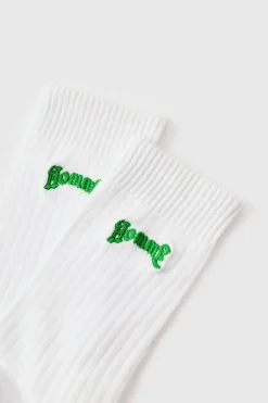 Store boohooMAN Homme Embroidered Sports Socks white