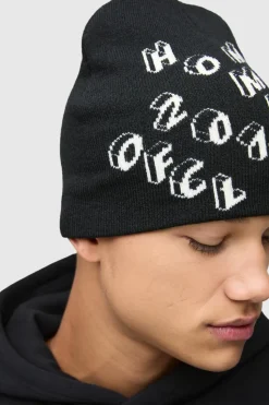 Clearance boohooMAN Homme Print Beanie charcoal