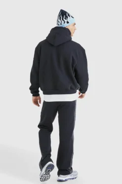 Cheap boohooMAN Homme Print Denim Gusset Tracksuit black