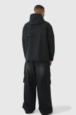 Cheap boohooMAN Hooded Mesh Panel Tech Parka In black