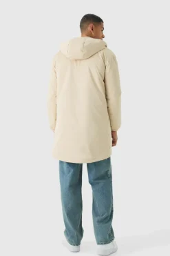Online boohooMAN Hooded Padded Parka In sand