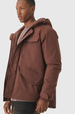 Clearance boohooMAN Hooded Parka In chocolate