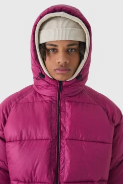 Best Sale boohooMAN Hooded Ripstop Puffer Jacket In pink