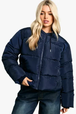 Fashion boohoo Hooded Short Puffer navy
