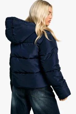 Fashion boohoo Hooded Short Puffer navy