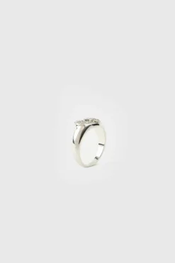 New boohooMAN Iced Broken Heart Ring In silver