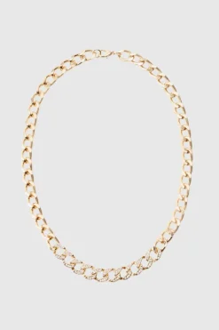 Best boohooMAN Iced Chain Necklace gold