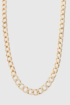 Best boohooMAN Iced Chain Necklace gold