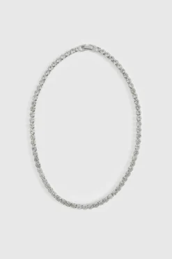 Sale boohooMAN Iced Chain Necklace silver