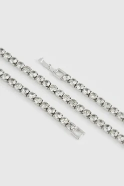 Sale boohooMAN Iced Chain Necklace silver