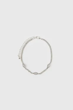 Outlet boohooMAN Iced Charm Bracelet silver