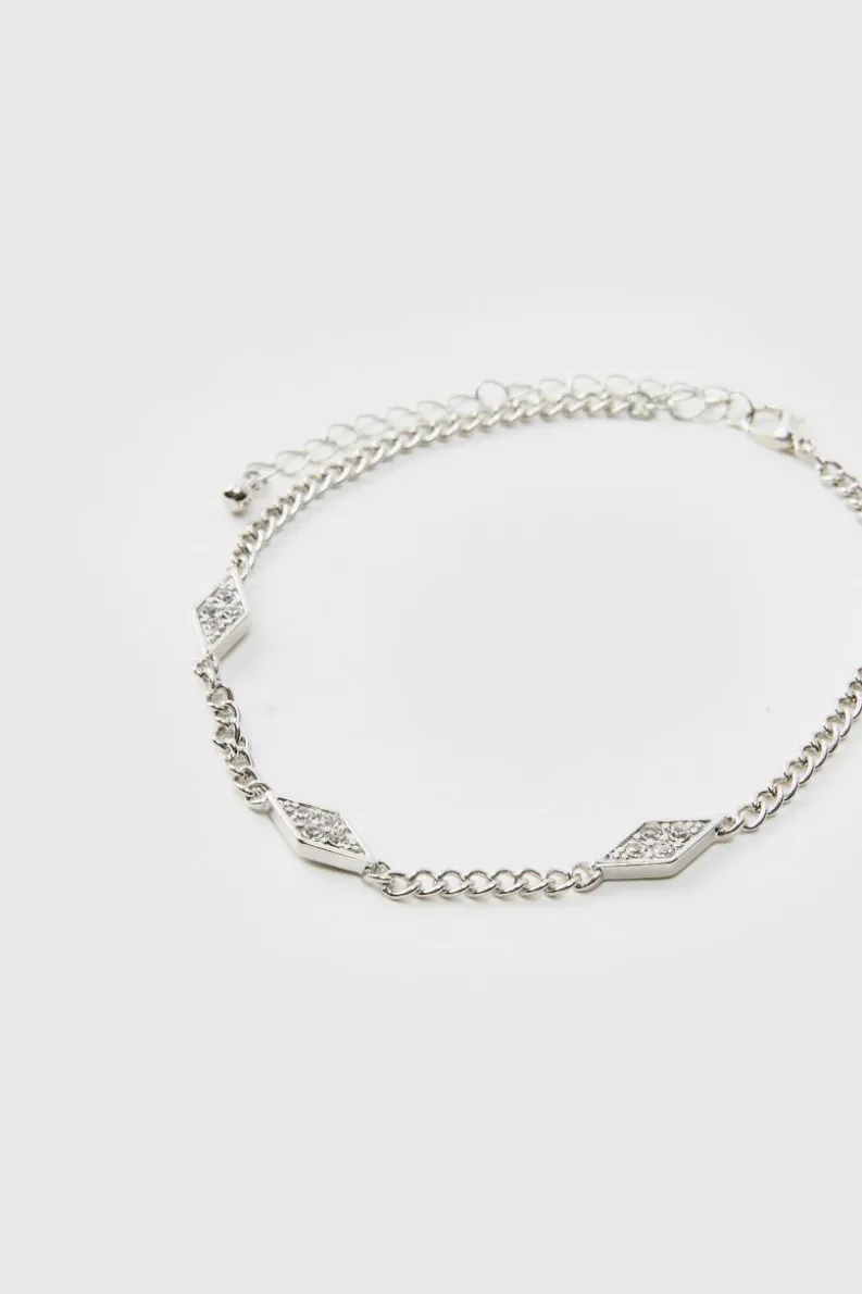 Outlet boohooMAN Iced Charm Bracelet silver