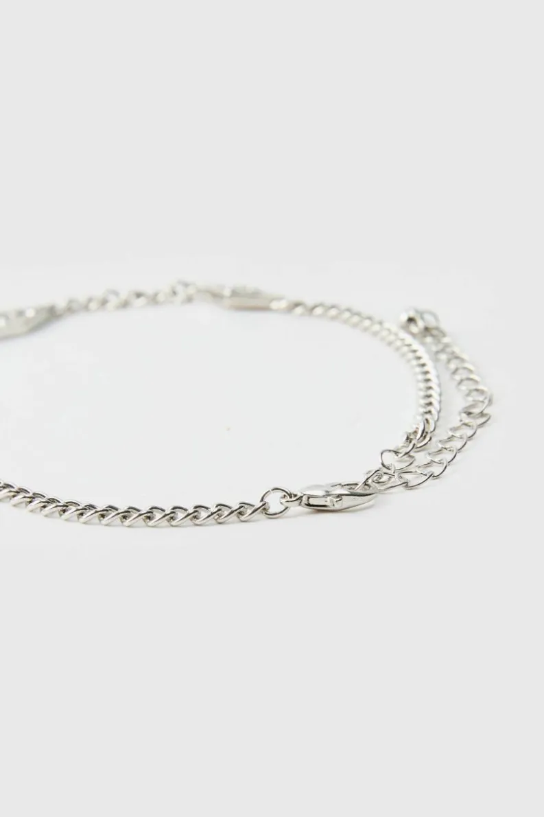 Outlet boohooMAN Iced Charm Bracelet silver