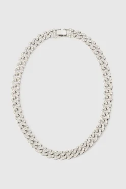 Hot boohooMAN Iced Chunky Chain Necklace silver
