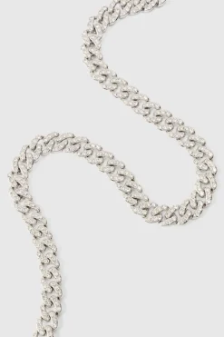 Hot boohooMAN Iced Chunky Chain Necklace silver