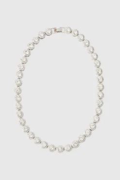 Best boohooMAN Iced Gem Chain Necklace silver