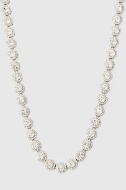 Best boohooMAN Iced Gem Chain Necklace silver