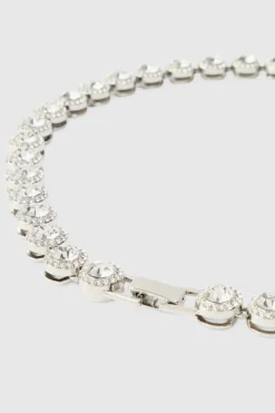 Best boohooMAN Iced Gem Chain Necklace silver