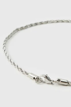 Clearance boohooMAN Iced Out Cross Rope Chain Necklace silver