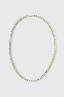 Clearance boohooMAN Iced Out Tennis Chain Necklace silver