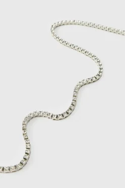 Clearance boohooMAN Iced Out Tennis Chain Necklace silver