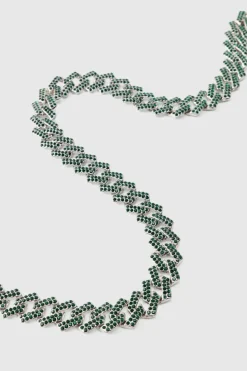 Outlet boohooMAN Iced Prong Cuban Necklace green