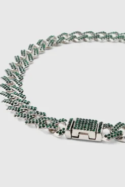 Outlet boohooMAN Iced Prong Cuban Necklace green