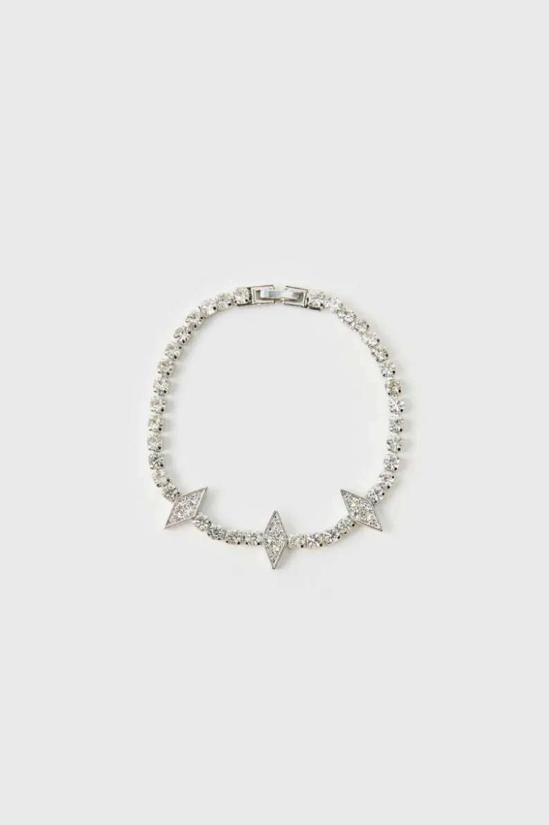 Cheap boohooMAN Iced Spike Bracelet silver