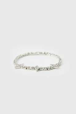 Cheap boohooMAN Iced Spike Bracelet silver