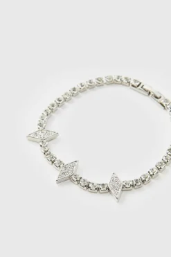 Cheap boohooMAN Iced Spike Bracelet silver