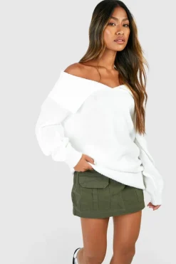Cheap boohoo Oversized Collar Jumper ivory