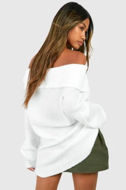 Cheap boohoo Oversized Collar Jumper ivory