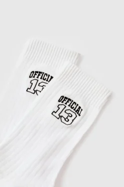 Online boohooMAN Jacquard Varsity Sports Socks white