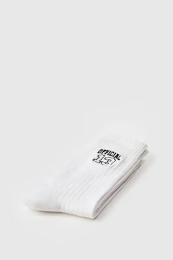 Online boohooMAN Jacquard Varsity Sports Socks white